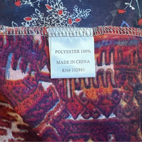 Adore Women’s Artsy Western Boho Patterned Sheer Extra‎ Long Button Down Shirt L - Picture 7 of 7